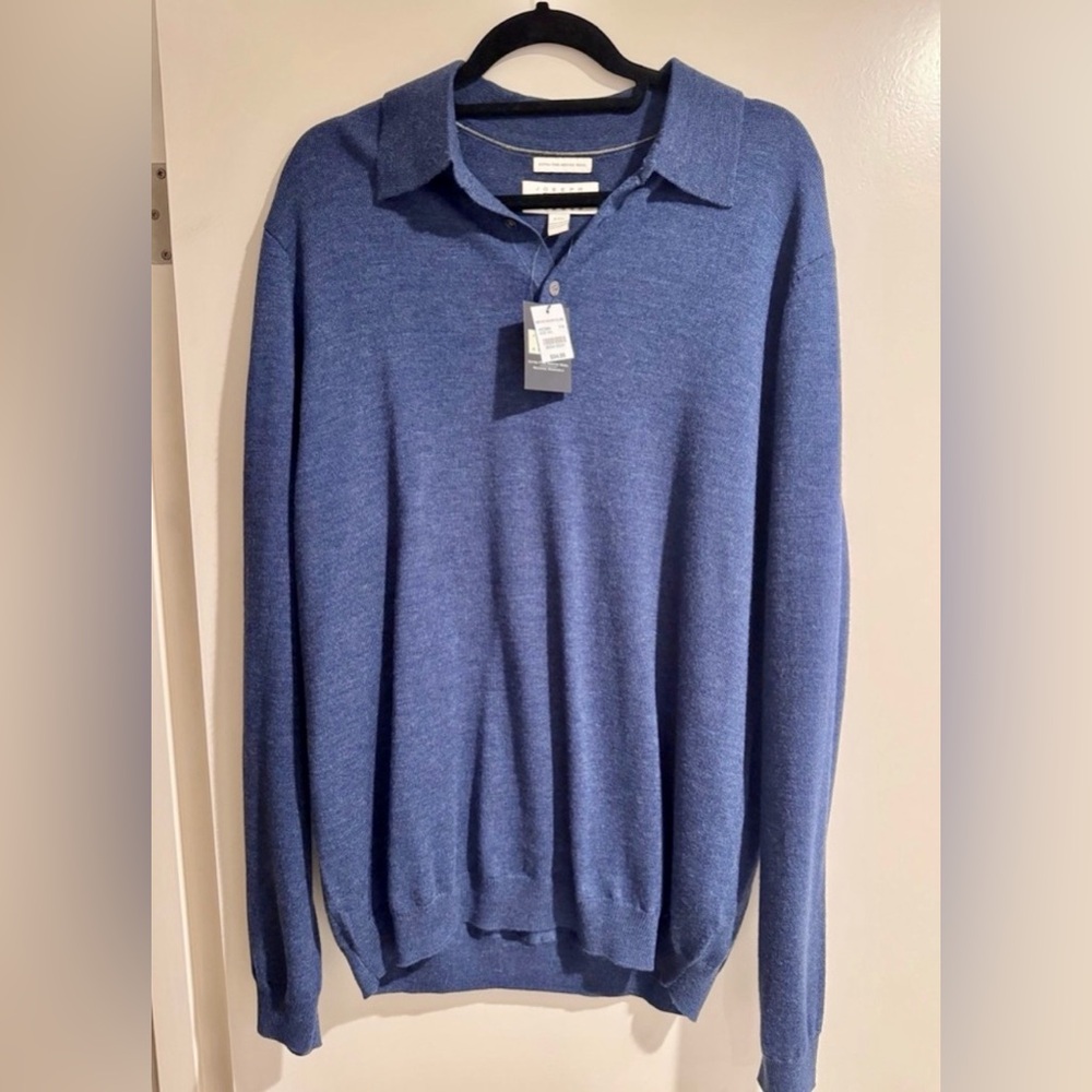 NWT Joseph Abboud Navy Merino Wool Polo Sweater